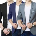 Męska marynarka z poliestru Elegancka jednokolorowa marynarka dla mężczyzn z kieszeniami i kieszonką na piersi Stylowa formalna marynarka z guzikami w różnych kolorach 2