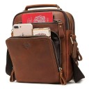 Męska skórzana torba na ramię 25×21×9,5 cm Vintage Duża pojemność Torba podróżna Elegancka torba typu crossbody dla mężczyzn do codziennego noszenia 2