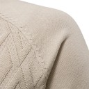 Męski bawełniany sweter z długim rękawem i okrągłym dekoltem Jednokolorowy sweter pleciony Elegancka moda casualowa Odzież na jesień i zimę 7