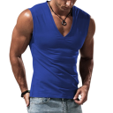 Męski podkoszulek z dekoltem w serek Jednokolorowy Poliester Spandex Lekki elastyczny top do sportu fitnessu czasu wolnego lata 4