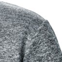 Męski sweter z długim rękawem i kołnierzykiem Jednokolorowy elegancki sweter z guzikami przy kołnierzyku Brązowe łaty na łokciach Poliester Różne kolory 31