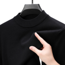 Męski sweter z golfem Jednokolorowy dzianinowy sweter z okrągłym dekoltem Długi rękaw Elegancki zimowy jesienny sweter Poliester Różne kolory 13