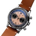 Męski zegarek Chronograf z tachimetrem Wodoodporny 100 m Koperta 38 mm Stal nierdzewna 316L Szkło mineralne Skórzany pasek Na co dzień 4