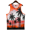 Męskie plażowe tank topy Materiał poliestrowy Okrągły dekolt Motyw palm i plaży Letni kolorowy design Lekki krój 3