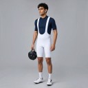 Męskie spodenki rowerowe z szelkami i wkładką Siatkowe szelki Elastyczny materiał 80 % poliester i 20 % spandex Białe z szarymi szelkami 6