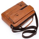 Messenger pánska taška 29×20×7 cm Kožená ležérna crossbody taška cez rameno Hnedá a čierna obchodná pánska kabelka zo syntetickej kože 2
