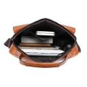 Messenger pánska taška 29×20×7 cm Kožená ležérna crossbody taška cez rameno Hnedá a čierna obchodná pánska kabelka zo syntetickej kože 5