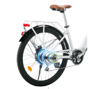 Mestské elektrokolo so step-thru rámom a predným košíkom, kolesá 26 palcov, batéria 36V 10Ah, dojazd 90 km, 7 rýchlostí, motor 250 W 6
