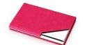 Metal and artificial leather card and business card case with a textured surface Shiny metal corner Dimensions 9.6 x 6.5 cm Fits 6