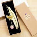 Metal Bookmark with Feather and Butterfly 11.3 x 2.4 cm Bookmark with Chain and Glass Ball 8