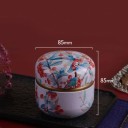 Metal Double Box 8.5 × 8.5 cm Floral Design Red Berries Teal Leaves with Gold Stripe Lid 2