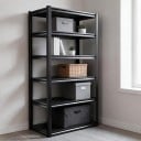 Metal Shelf 5 Shelves 198 x 120 x 50 cm Load Capacity 50 kg per Shelf Adjustable Shelf Height Black For Garage and Storage 4