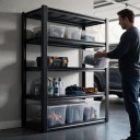 Metal Shelf 5 Shelves 198 x 120 x 50 cm Load Capacity 50 kg per Shelf Adjustable Shelf Height Black For Garage and Storage 5