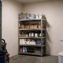 Metal Shelf 5 Shelves 200 x 100 x 50 cm Load Capacity 175 kg per Shelf Tool-Free Assembly MDF Shelves Silver For Workshop and Garage 5