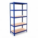 Metal Shelving Unit 5 Shelves 90 x 40 x 180 cm Load Capacity 175 kg per Shelf MDF Shelves 8 mm Steel 1.2 mm Blue For Workshop, Warehouse or Office 1