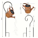 Metal Solar Lantern Teapot 15 x 22 cm with LED Light Chains and 80 cm Metal Shepherd's Hook Stand Garden Decoration 5