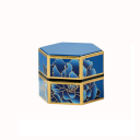 Metal Tea and Coffee Canister with Airtight Lid 7×8 cm Food-Safe Box with Traditional Chinese Painting Pattern in Gold 3