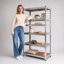 Metalen rek 5 planken 200 x 100 x 50 cm Draagvermogen 175 kg per plank Schroefloze montage Planken MDF Zilver Voor de werkplaats en garage 4