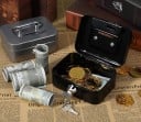 Metalen spaarpot op slot 20 x 16 x 23 cm Draagbare beveiligingsbox voor contant geld, munten en bankbiljetten met vergrendeling 2