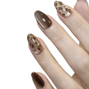 Metalické akrylové umělé nehty s leopardím vzorem Mandlový tvar 12 velikostí Luxusní DIY manikúra pro ženy a dívky 1