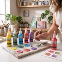 Metallic Acrylic Paints Set of 5 Bottles 50 ml Pearlescent Pigments with Shimmering Gloss for Stones Decoration and Creative DIY Crafting 2