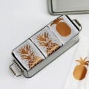 Metallinen keksiastia kannella 15×6×6,5 cm peltiinen suorakulmainen laatikko klipsisulkimella elintarvikkeiden ja pienten esineiden säilytykseen 6