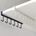 Metallischer Hängeregal mit 6 Haken für den Schrank oder unter dem Regal, Eisenhalter für Tassen, Gürtel und Küchenutensilien, schwarzer Organizer 1