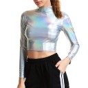 Metallisk crop top til kvinder 2