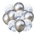 Metalliske balloner med konfetti 10 stk. 7