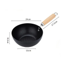 Metallstekpanna 24 cm utan ytbehandling med trähandtag - klassisk wokform 4