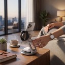 Metalowa magnetyczna bezprzewodowa stacja ładująca 3w1 Qi2.2 25 W Obrotowa o 360° Składana dla iPhone Apple Watch i AirPods 7
