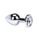 Metalowy korek analny z kolorowym kamieniem rozmiar S 2,8 x 7 cm gładka powierzchnia ergonomiczny design łatwa konserwacja dyskretne 1