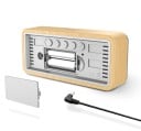 Meteostationen mit LED-Display und Holzdekor 16,4 x 7,5 cm Thermometer Hygrometer Wecker Helligkeit 4 Stufen 6