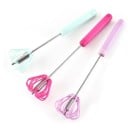 Metla de bătaie rotativă cu mecanism de pompare Metla manuală pentru ouă și sosuri Control cu o singură mână Mâner din plastic și tijă metalică 26 cm 5