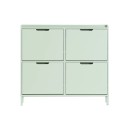 Meuble à chaussures avec 4 volets et 8 étagères 100 x 90 x 19 cm commode spacieuse pour hall d'entrée avec une capacité de 60 kg sur pieds 2