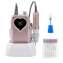 Meuleuse à ongles 35000 tr/min portable et silencieuse avec une autonomie de 8 à 10 heures rose avec un écran en forme de cœur, une base de chargement 1