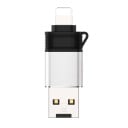 Micro SD-kaartlezer 3 in 1 voor telefoon met Lightning-aansluiting en computer met USB Snelheid van overdracht 480 Mbps Afmetingen 4,3 x 1,5 x 4