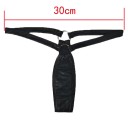Micro tanga con anello metallico Biancheria intima minimalista con sottili cinturini in vita Materiale lucido e verniciato Larghezza in vita 13