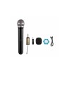 Microfone sem fios para karaoke Dinâmico cardioide Faixa de 40 Hz a 18 kHz Jack de 6,35 mm e adaptador de 3,5 mm A pilhas 2x AA Preto 3