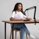 Micrófono dinámico USB y XLR con reducción de ruido y botón de silencio iluminado negro para podcasting y grabación en calidad de estudio 3
