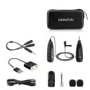 Microfono lavalier wireless con trasmettitore e ricevitore Microfono a condensatore direzionale Trasmissione 2,4 GHz Jack 3,5 mm Adattatore USB a 2x 2