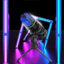 Microfono USB da tavolo con retroilluminazione RGB per computer e notebook Sensore direzionale Supporto rotante Filtro anti rumore 2