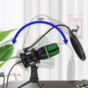 Microfono USB da tavolo con retroilluminazione RGB per computer e notebook Sensore direzionale Supporto rotante Filtro anti rumore 4