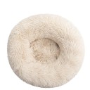 Microplys hundeseng formet som en donut Ø50 cm Blød rund seng med langt hår Åndbar og vaskbar angstdæmpende seng Komfortabel seng til små og mellemstore hunde 9