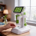 Microscopio digitale per bambini 12,5 x 17 x 26 cm con ingrandimento 1600x e schermo LCD da 4 pollici, portatile e da tavolo con luce LED 10
