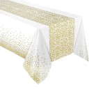 Micul față de masă de unică folosință cu buline 137 x 274 cm Acoperire din plastic impermeabil întărit pentru mese la petreceri, nunți, cine și utilizare în aer liber 5