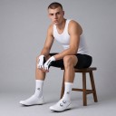 Mid-Calf Cycling Socks Size L Breathable and Wear-Resistant White with Black Bicycle Unisex Road Cycling 4