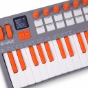 MIDI klawiatura z wyważonymi klawiszami i syntezatorem FM, 37 klawiszy, 16 padów RGB, wyświetlacz 1,54", szaro-pomarańczowa, do studia i występów 6