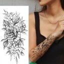 Midlertidig vandtæt tatovering 9,6 x 19 cm delikat blomstermønster kvindekropsdekoration selvklæbende tatovering på huden elegant design 2
