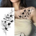 Midlertidig vandtæt tatovering 9,6 x 19 cm Fint blomstermønster Elegant romantisk design Holder op til 15 dage Nem at påføre Kropstatovering 2